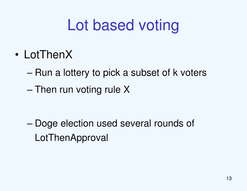 lot based voting