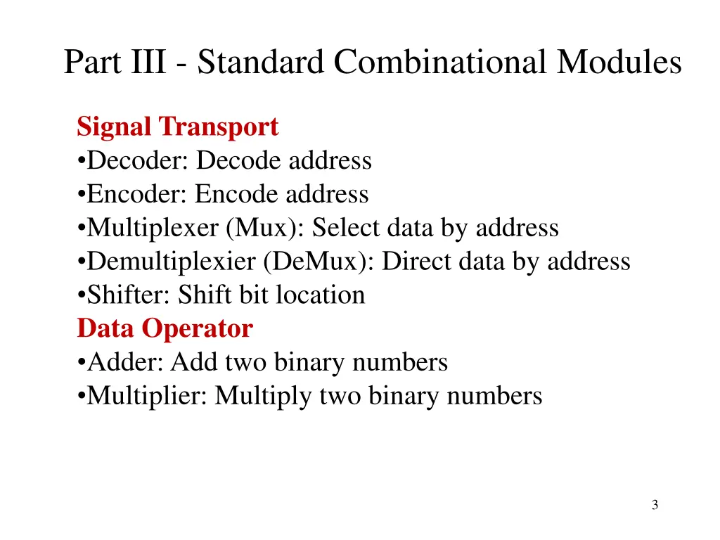 part iii standard combinational modules 1