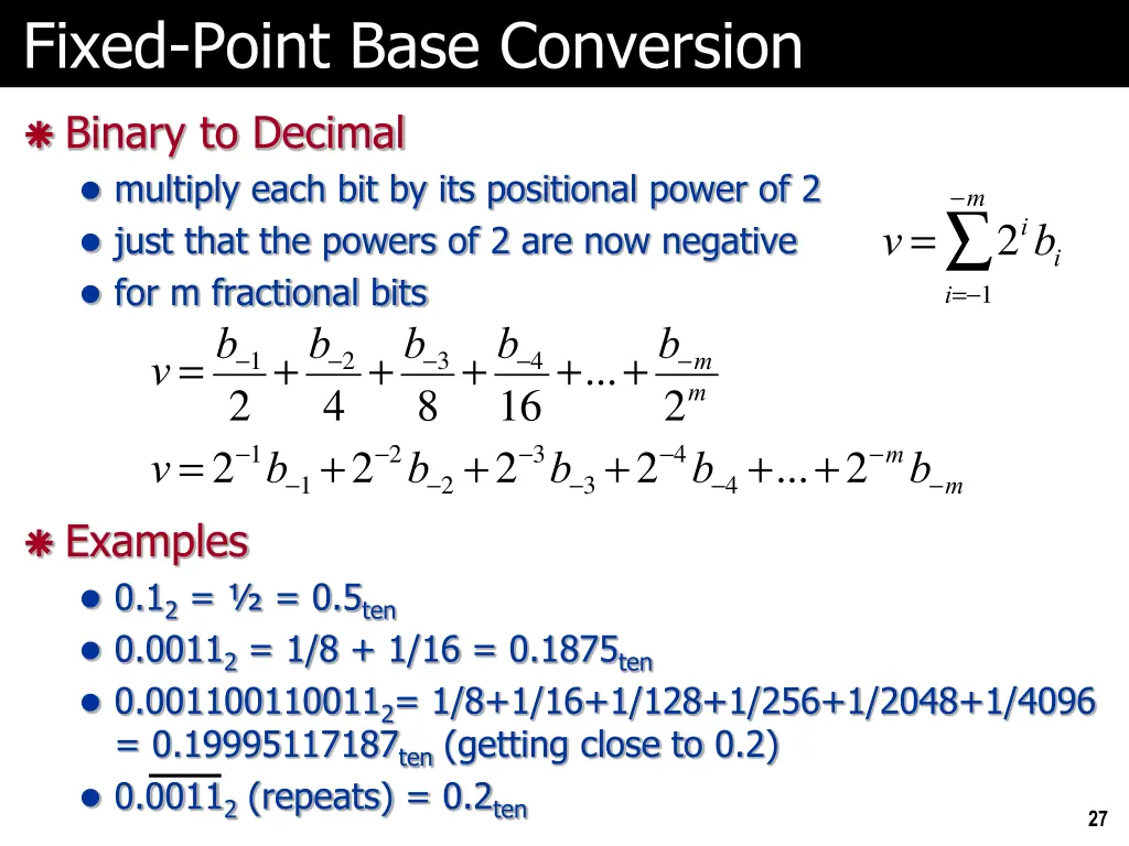 fixed point base conversion