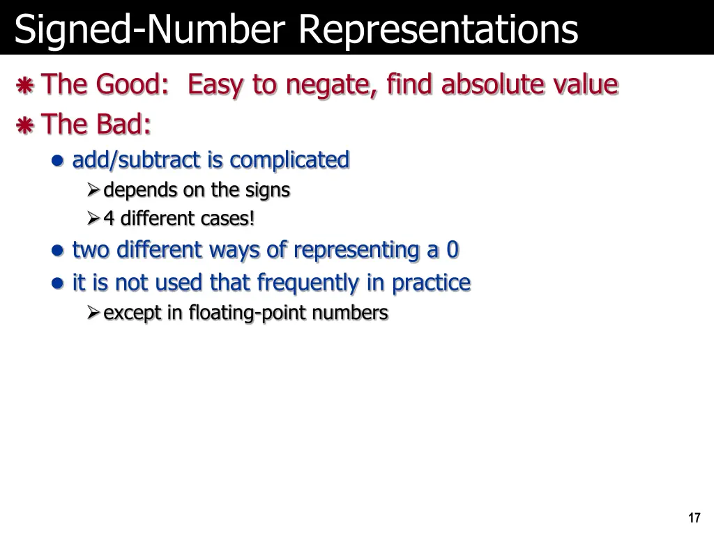 signed number representations