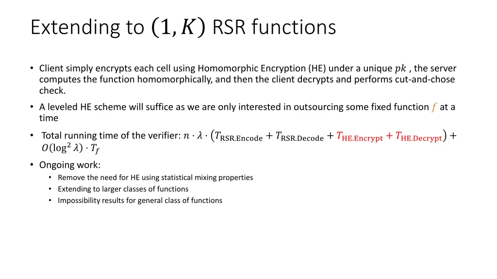 extending to 1 rsr functions