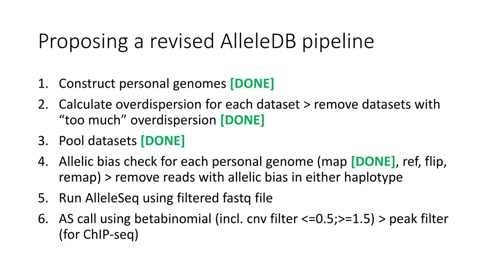 proposing a revised alleledb pipeline