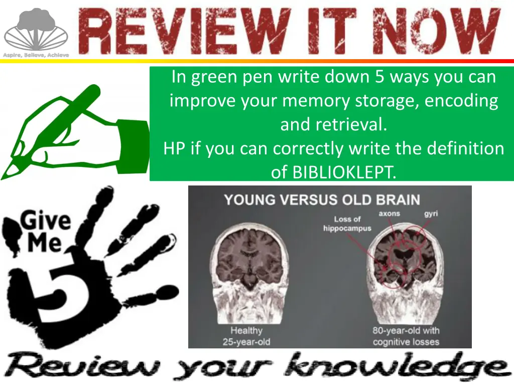 in green pen write down 5 ways you can improve