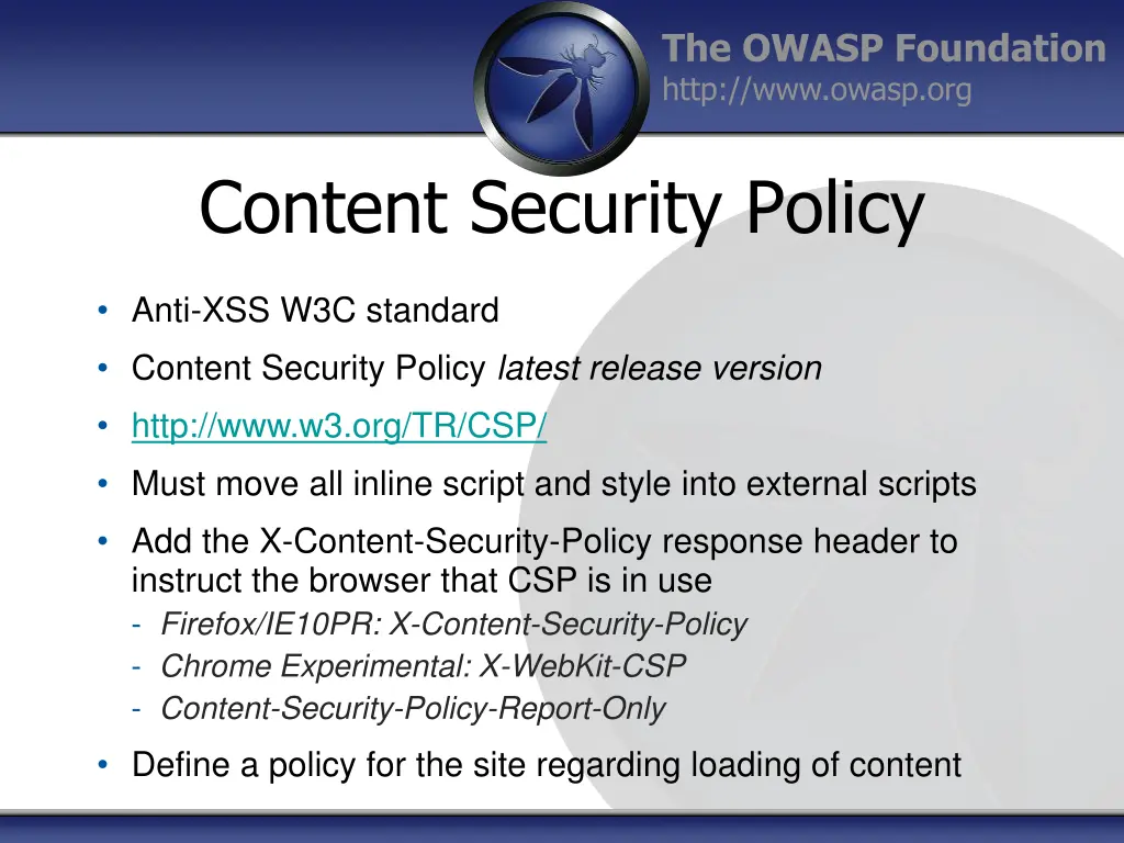 the owasp foundation http www owasp org 24