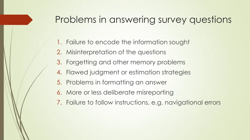 problems in answering survey questions 6