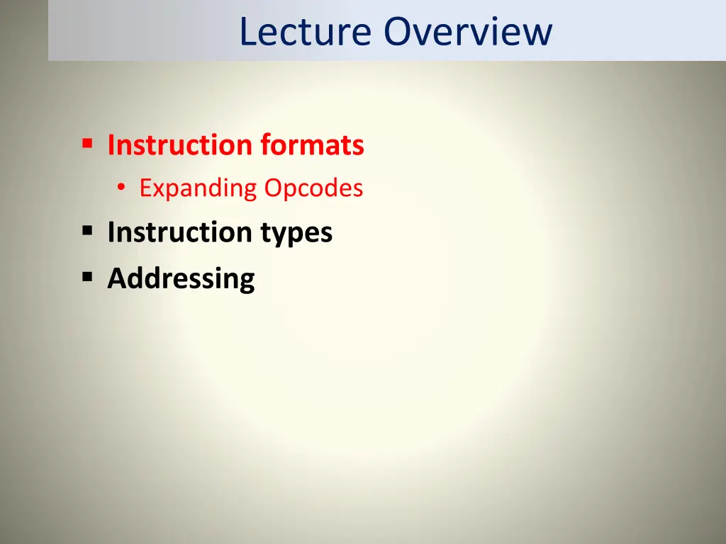 lecture overview