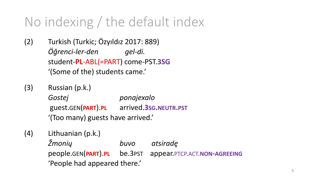 no indexing the default index 1