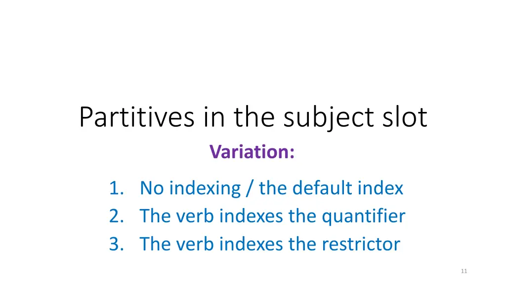 partitives in the subject slot variation 1