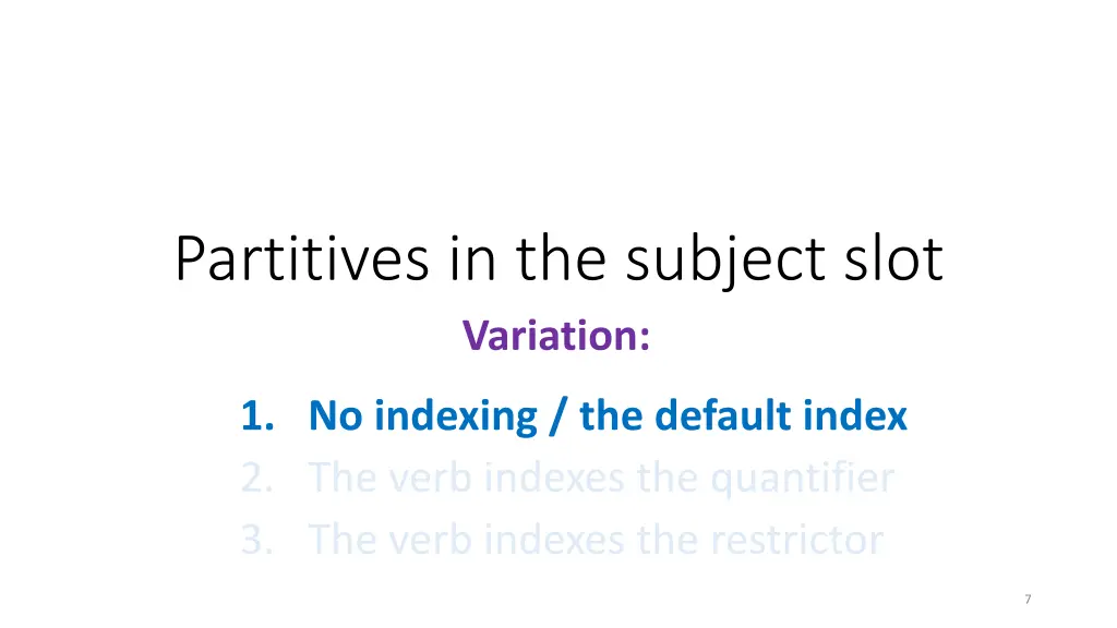 partitives in the subject slot variation