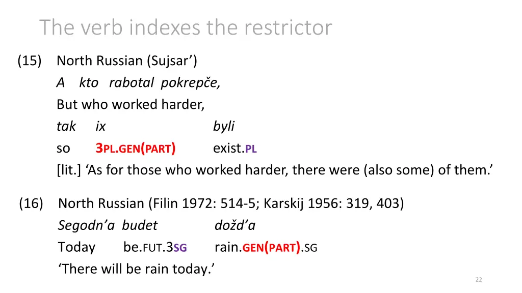 the verb indexes the restrictor 2