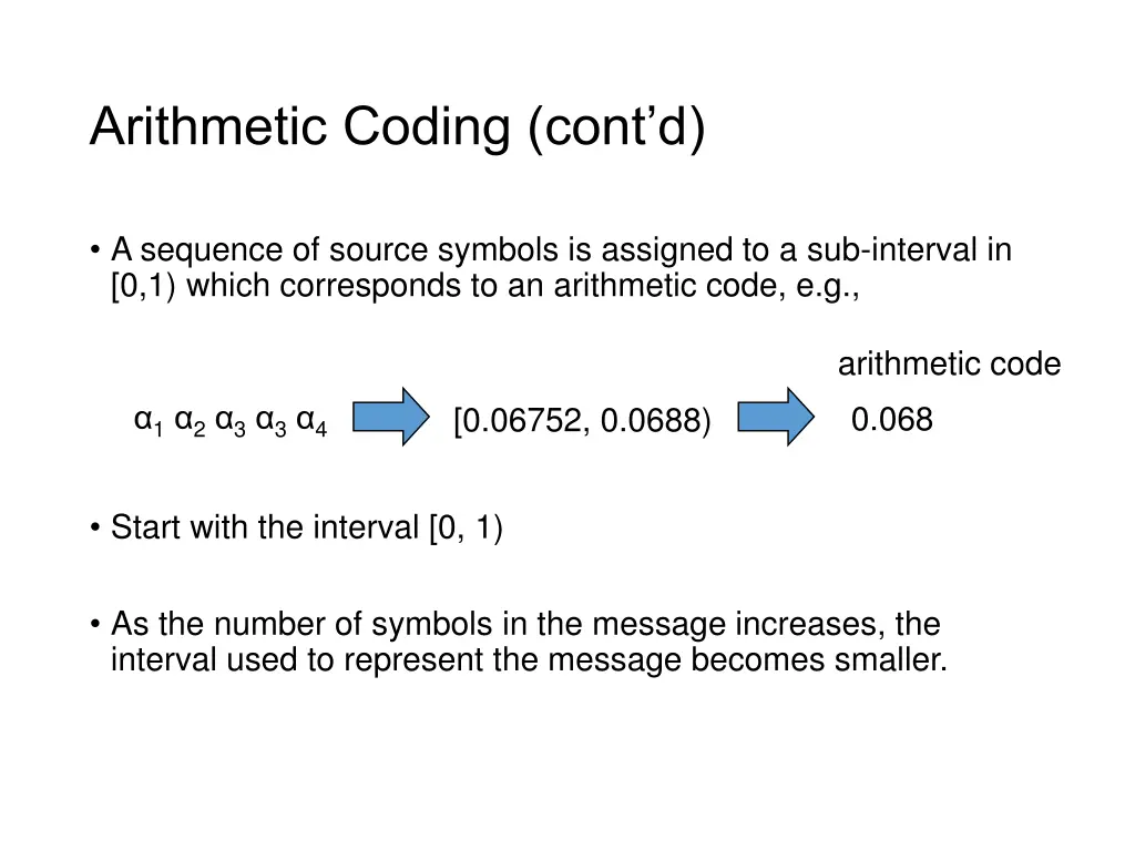 arithmetic coding cont d