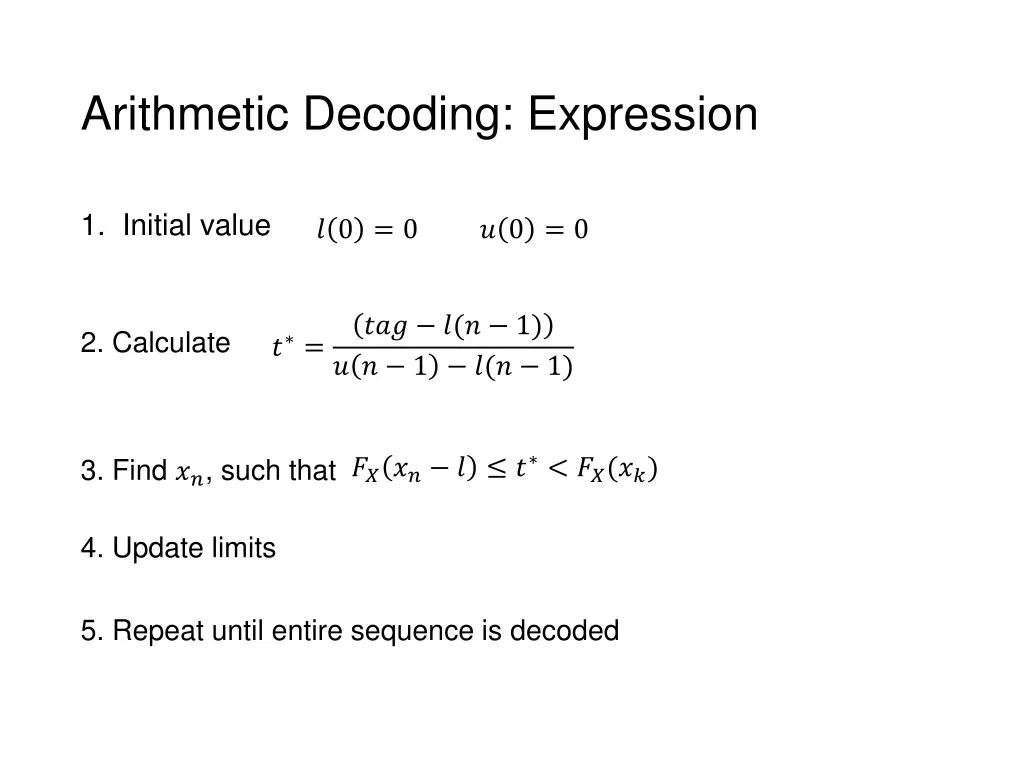 arithmetic decoding expression