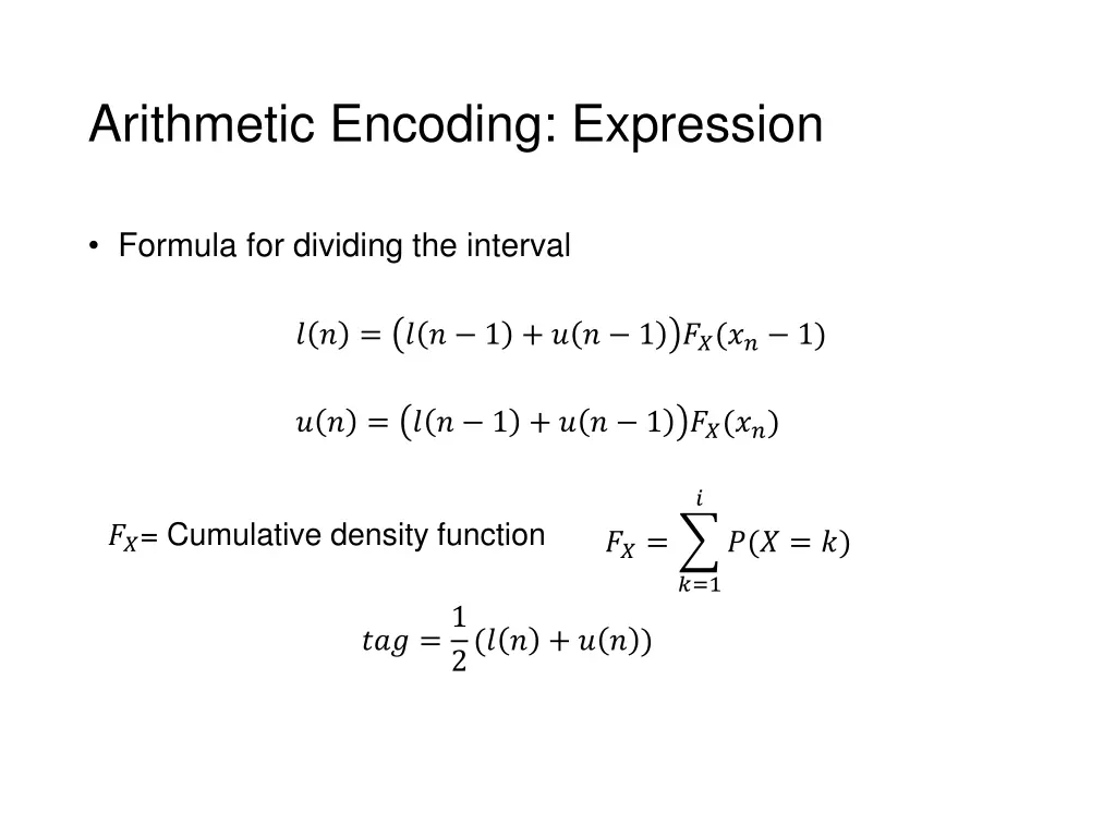 arithmetic encoding expression