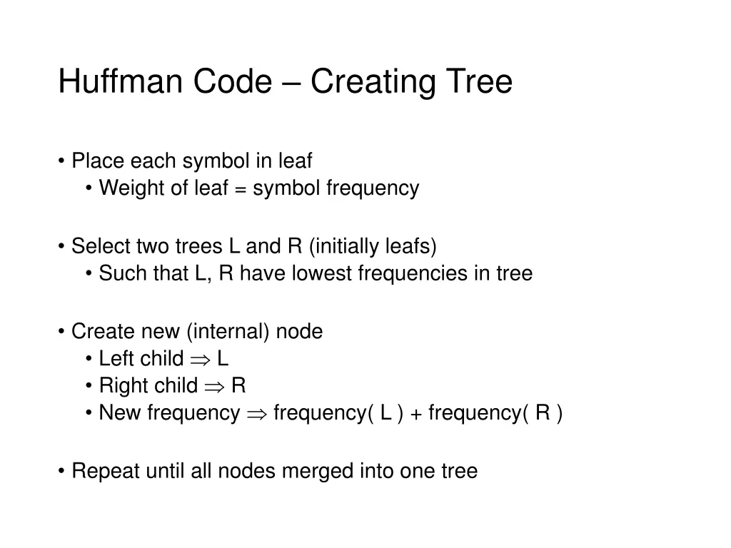 huffman code creating tree