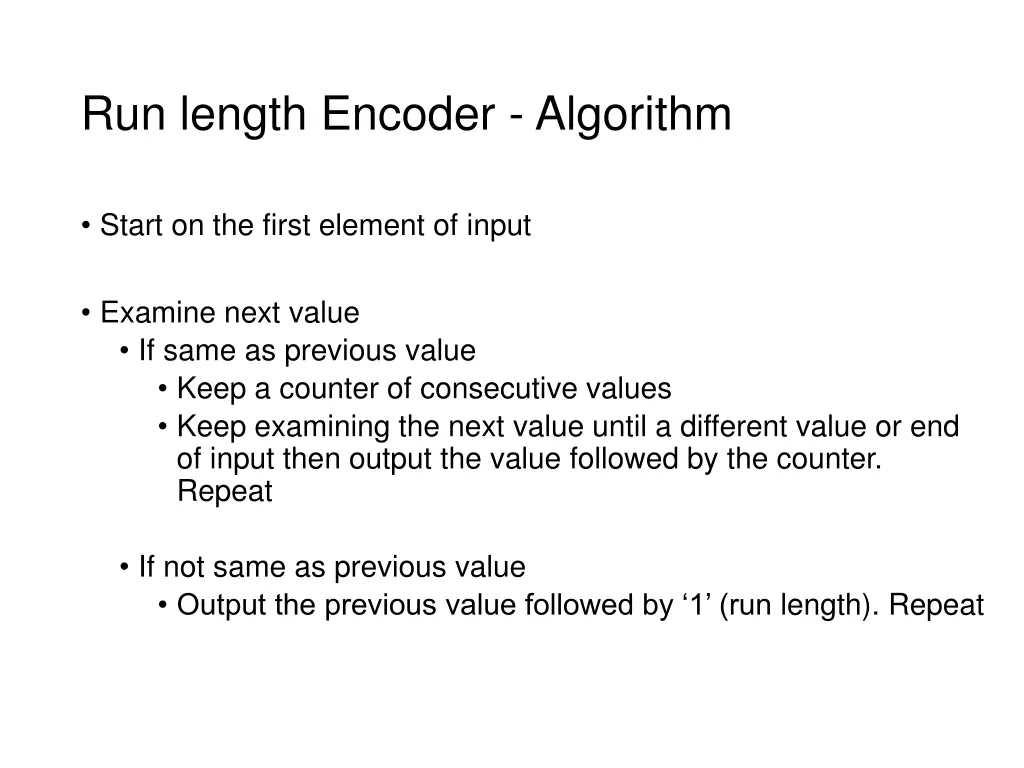 run length encoder algorithm