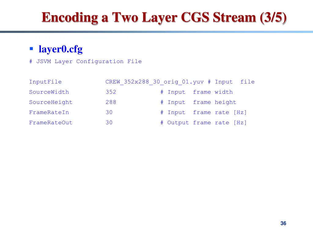 encoding a two layer cgs stream 3 5