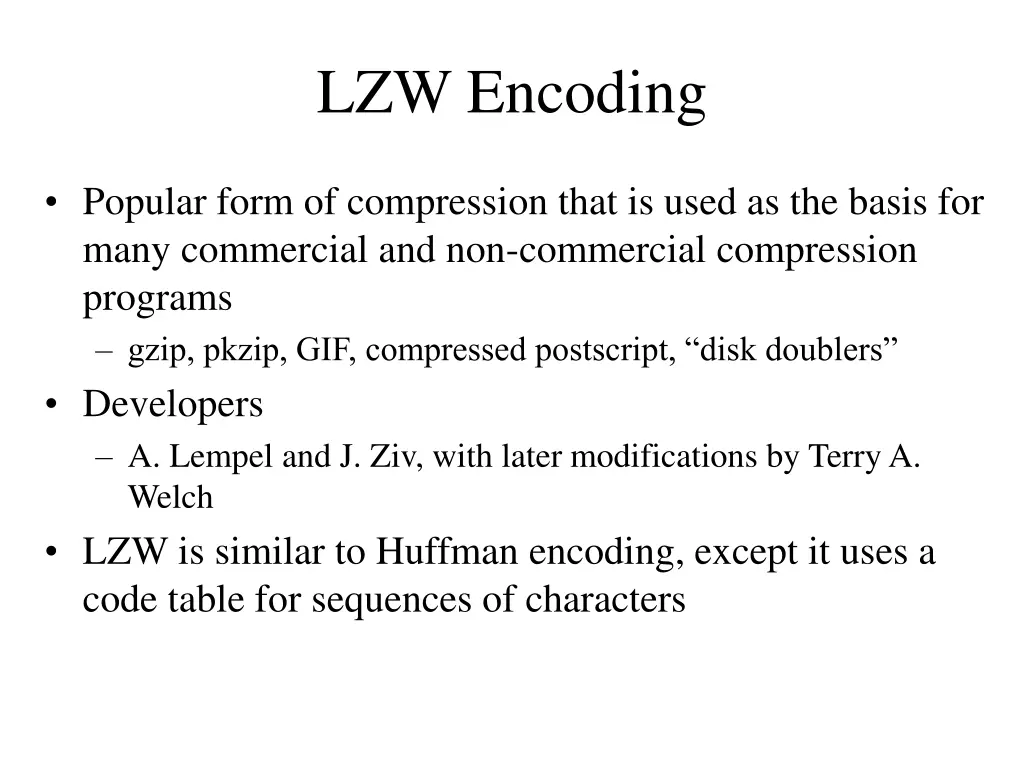 lzw encoding