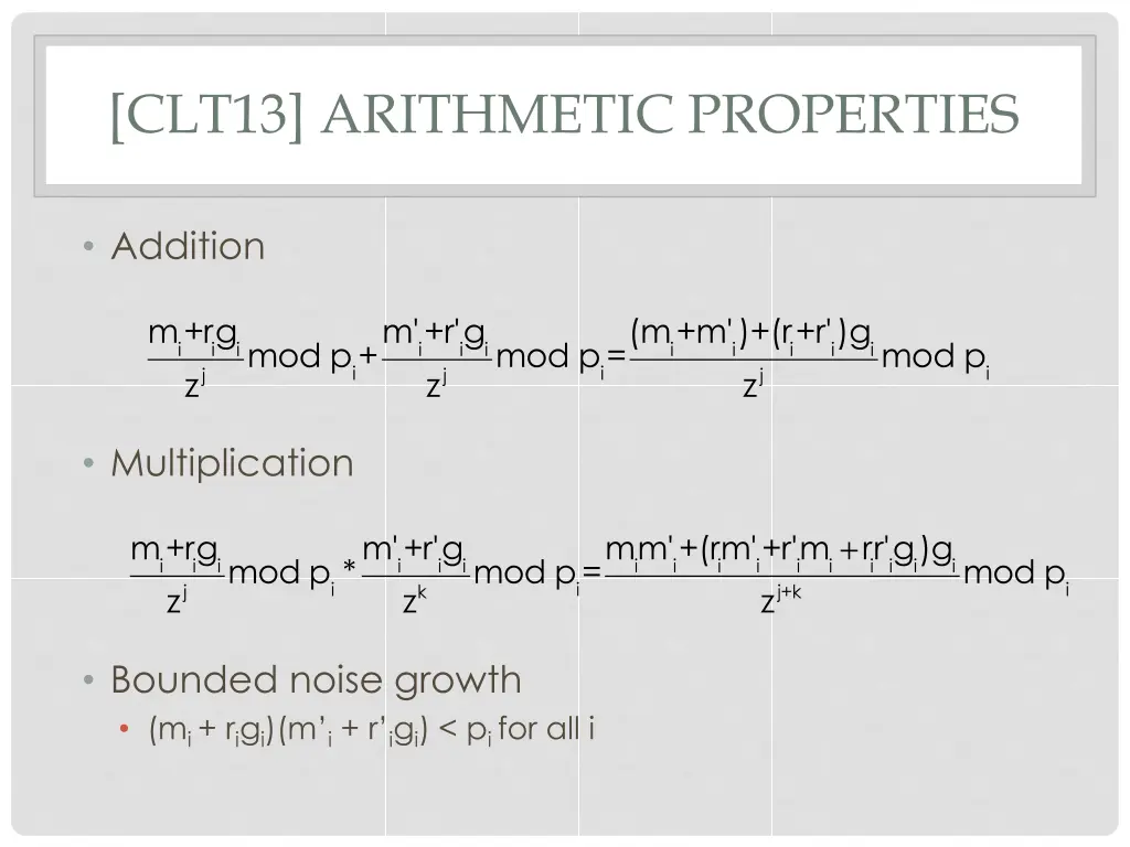 clt13 arithmetic properties