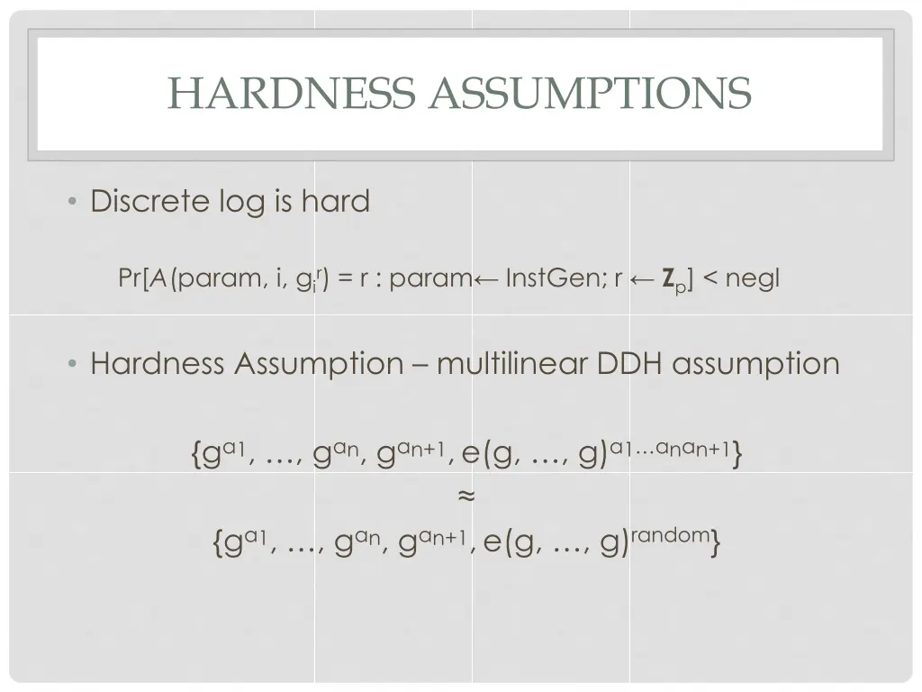 hardness assumptions