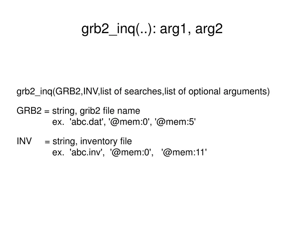 grb2 inq arg1 arg2