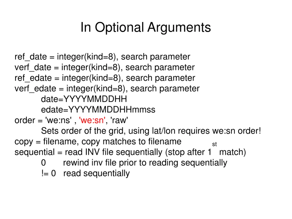 in optional arguments