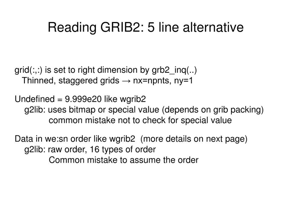 reading grib2 5 line alternative 5