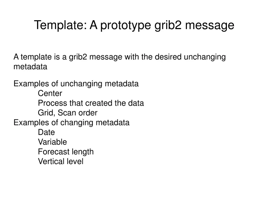 template a prototype grib2 message