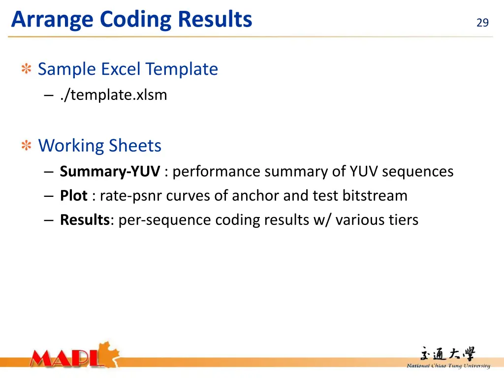 arrange coding results