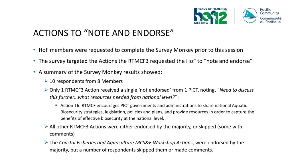 actions to note and endorse