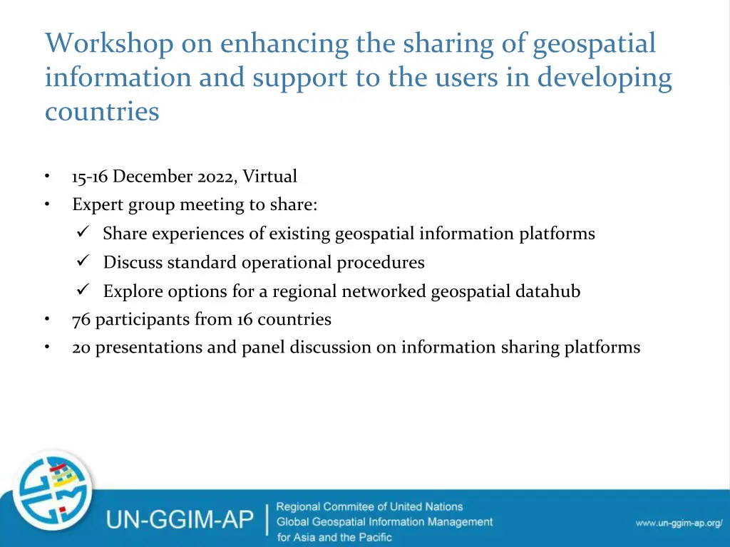 workshop on enhancing the sharing of geospatial