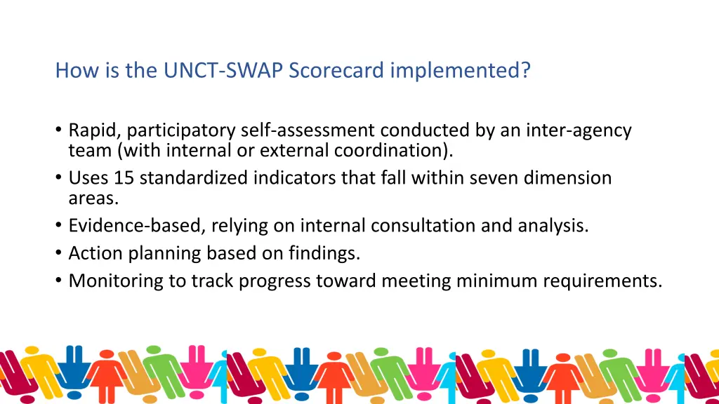 how is the unct swap scorecard implemented