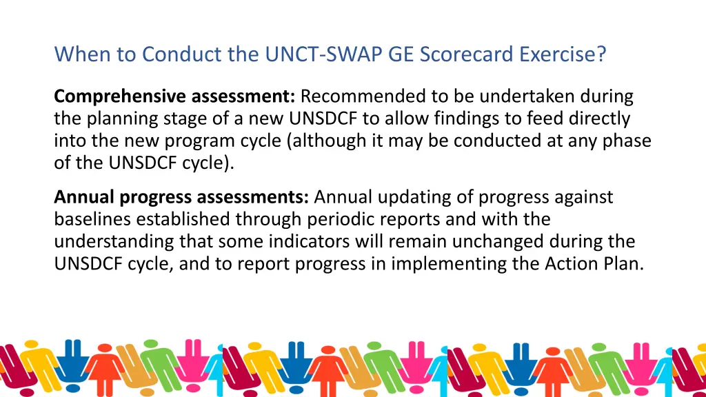 when to conduct the unct swap ge scorecard