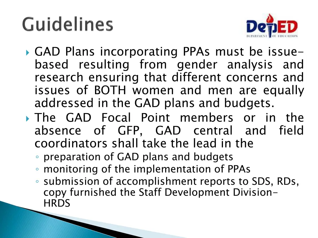 gad plans incorporating ppas must be issue based