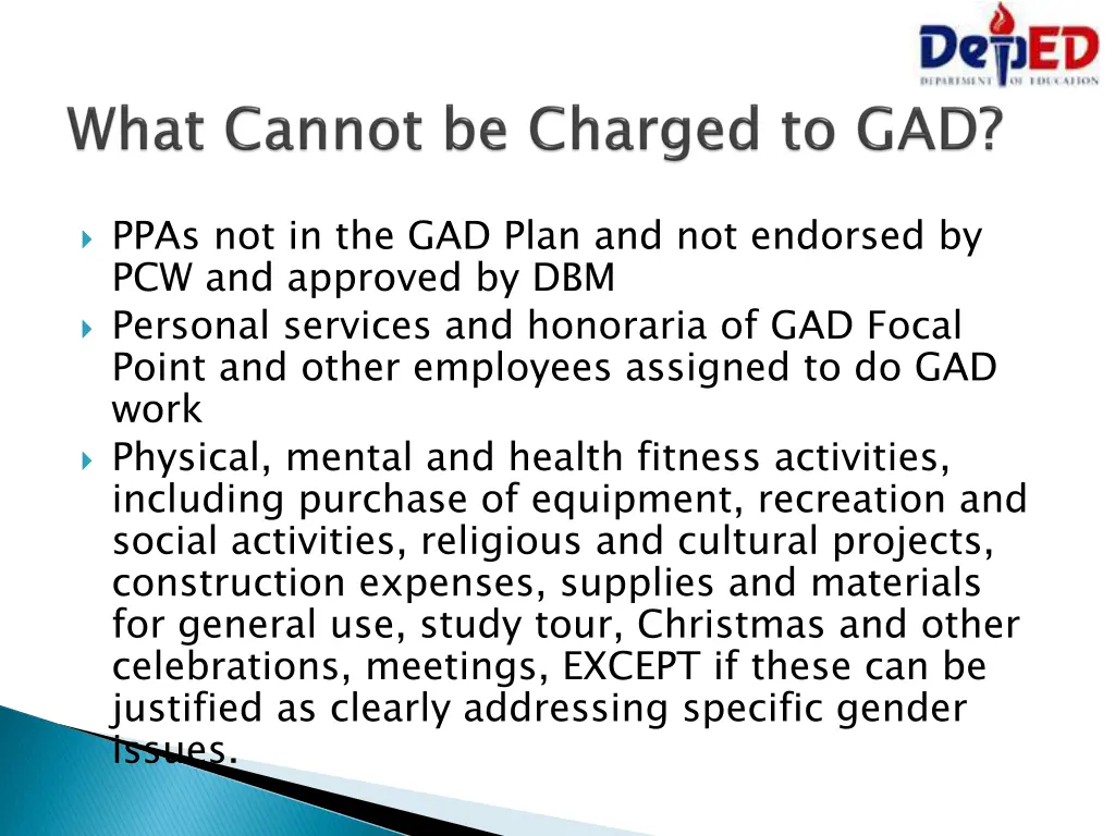 ppas not in the gad plan and not endorsed