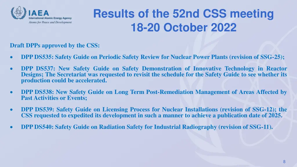 results of the 52nd css meeting 18 20 october 2022 1