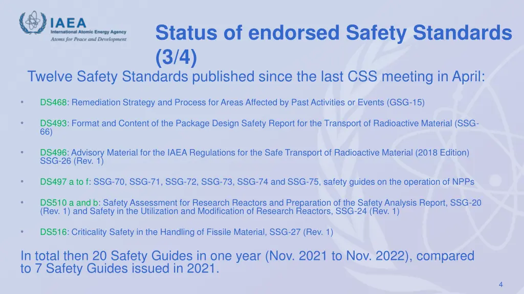 status of endorsed safety standards 3 4 twelve