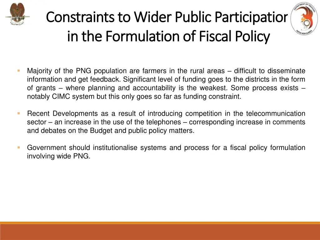 constraints to wider public participation