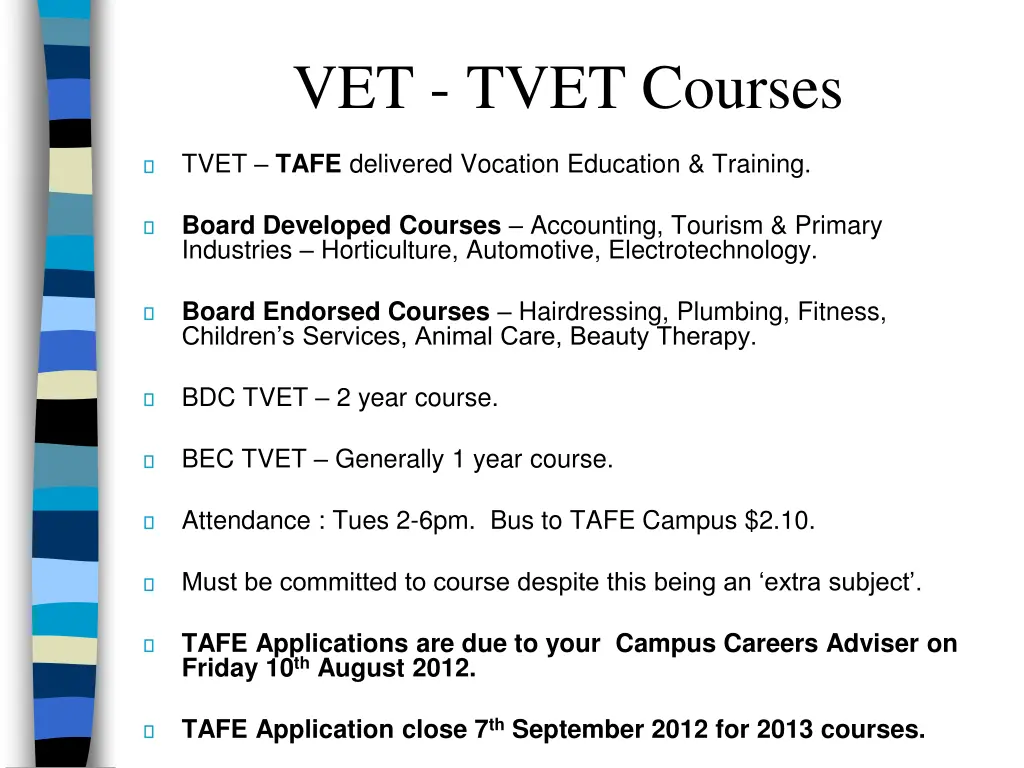 vet tvet courses