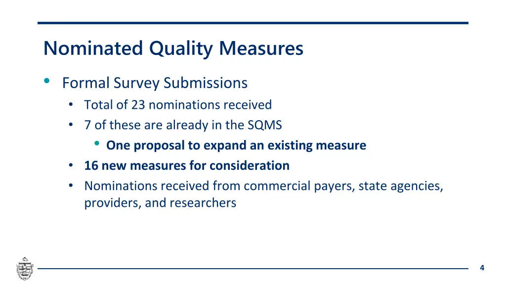 nominated quality measures formal survey