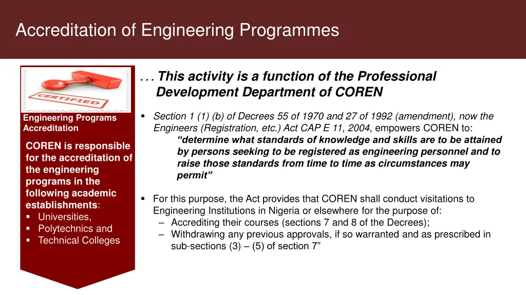 accreditation of engineering programmes