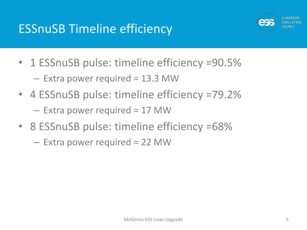 essnusb timeline efficiency