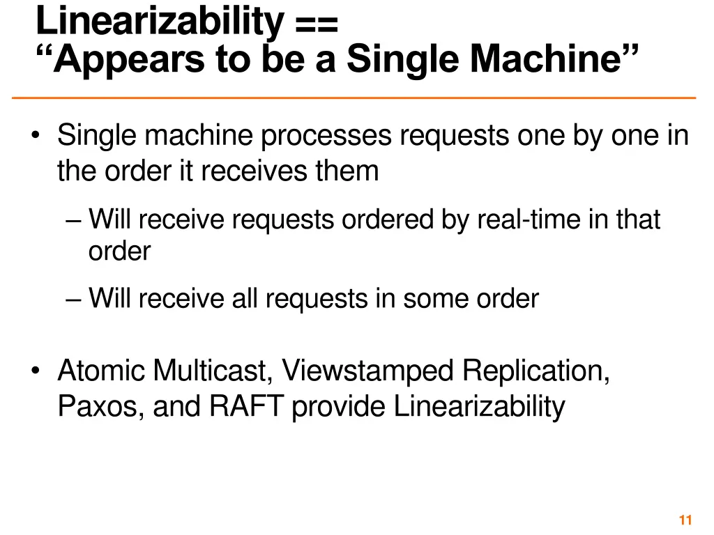 linearizability appears to be a single machine