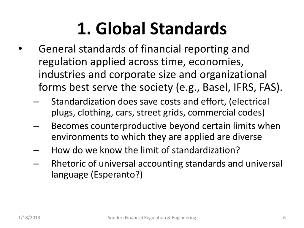 1 global standards general standards of financial