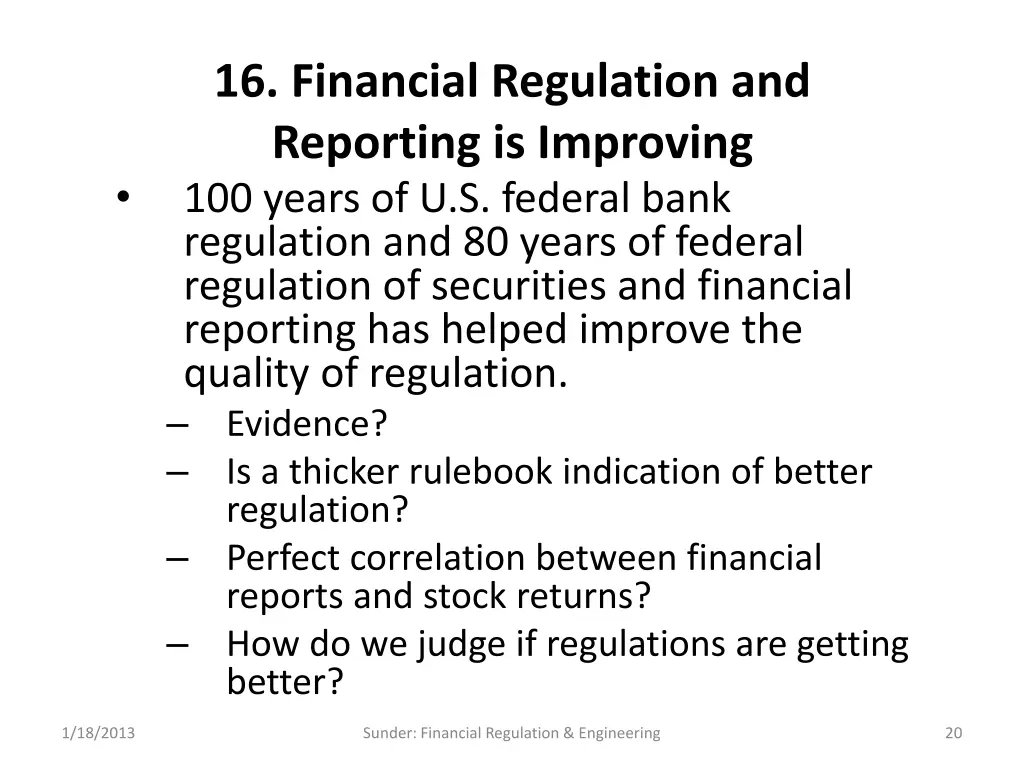 16 financial regulation and reporting