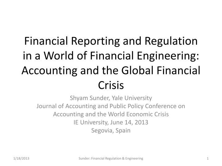 financial reporting and regulation in a world