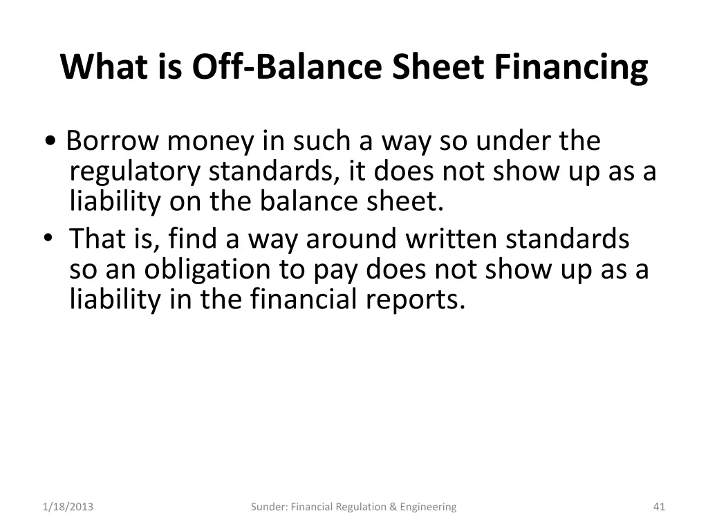 what is off balance sheet financing