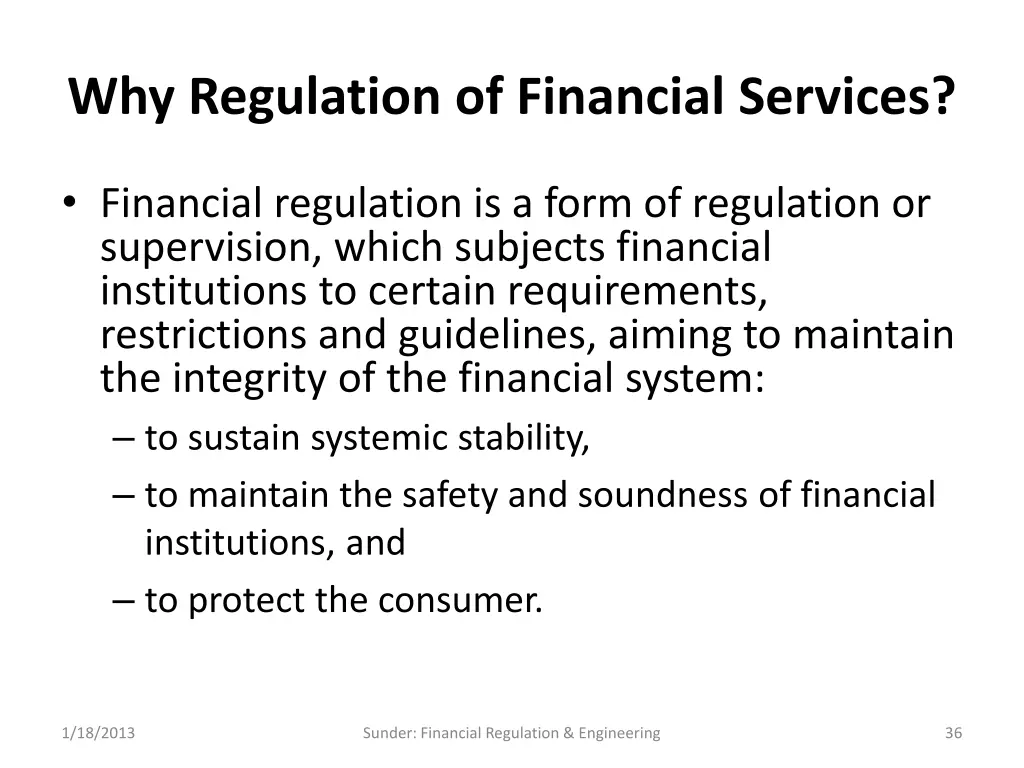 why regulation of financial services