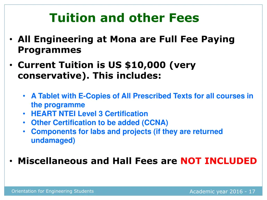 tuition and other fees