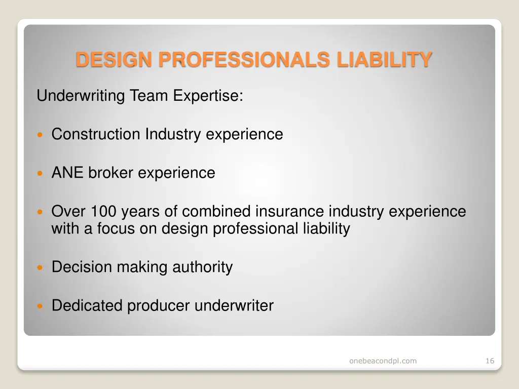 design professionals liability 14