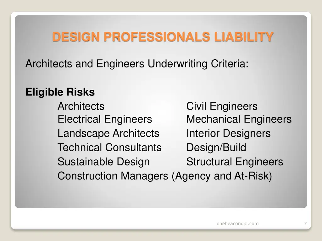 design professionals liability 5